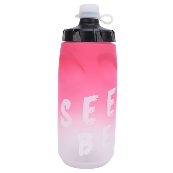 Cykelvattenflaska 650 ml PP5 Läcksäker klämflaska med dammtät silikonkork, gradient rosa och vit