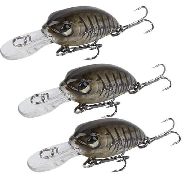 3 st konstgjorda fiskedrag 6CM/5G med 3D-ögon, platta dubbla ringar #6