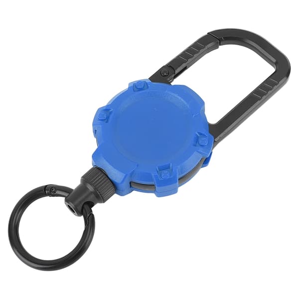 Magnetisk uttrekkbar nøkkelholder, rustfritt stål, borrelås, 70 cm, blå