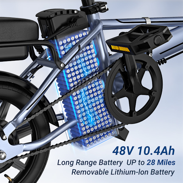 AOVOPRO EB14 Elcykel för Vuxna 500W 48V, 14' Mini Ebike för Stadspendling, Hopfällbar Elcykel för Vuxna med Två Säten UL2849 EB14-01