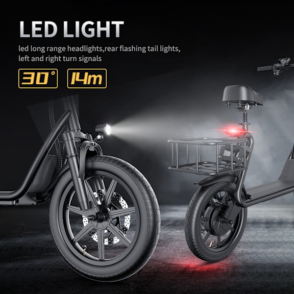AOVOPRO ESBS 500W 14 tum Elfordon för Vuxna med Säte och Bärkorg 45 km ESBS-01