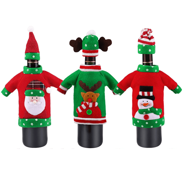 Jultröja vinflaskskydd Kit 3 st Ugly Sweater vinflaskpåsar för  julfestdekorationer 2d5b | Fyndiq