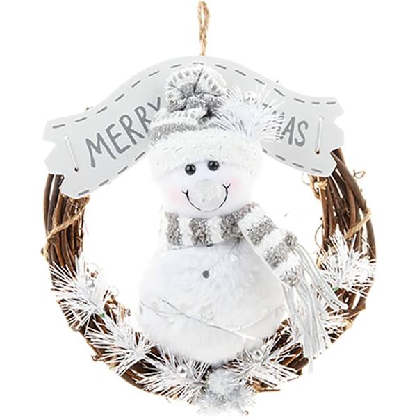 Snögubbe julkrans, rotting jul krans, jul krans för ytterdörr, hängande