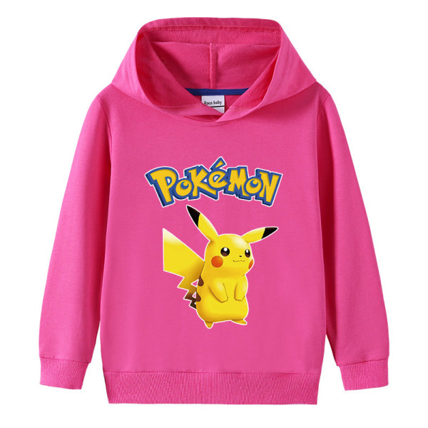 Tecknad Pikachu långärmad hoodie för barn tröja tröja Rosa 150cm
