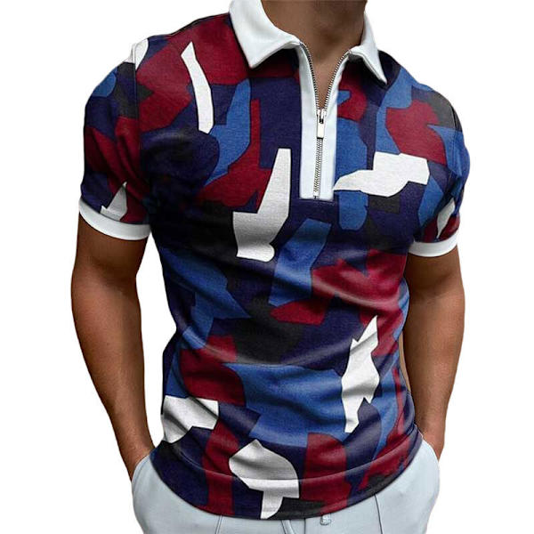 Kortärmad pikétröja för herr Slim Fit Sport Golf Zipper T-shirt gray 3xl
