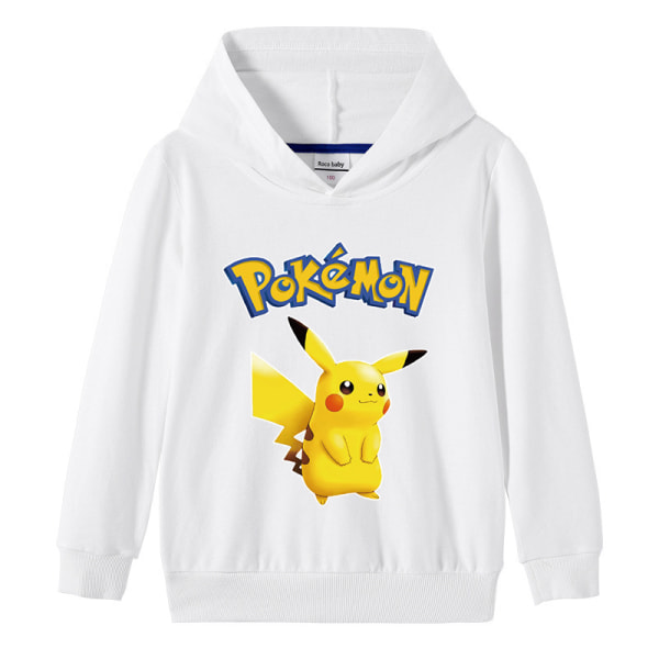 Tecknad Pikachu långärmad hoodie för barn tröja tröja White 140cm