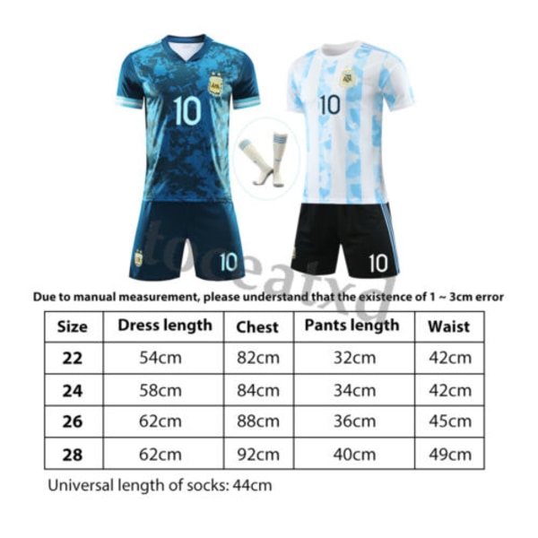 Barnfotbollssats träningsdräkt fotboll kort skjorta strumpa #30 21-22 PSG# Fourth Kit Messi 130-140CM/24