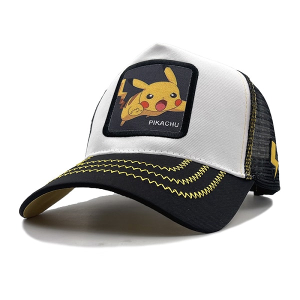 Pikachu Mesh Baseball Cap Hip Hop Utrustad Trucker Hat Snapback Black