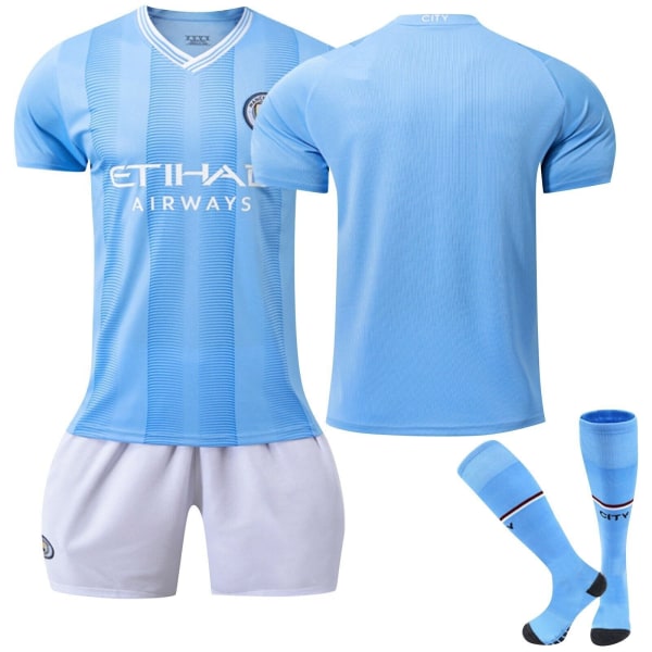 23/24 Man City Home kit Pojkar Barn Fotboll T-shirt Kit Fotboll Träningsdräkter England Home Kit #9 #26 (10-11 Years)