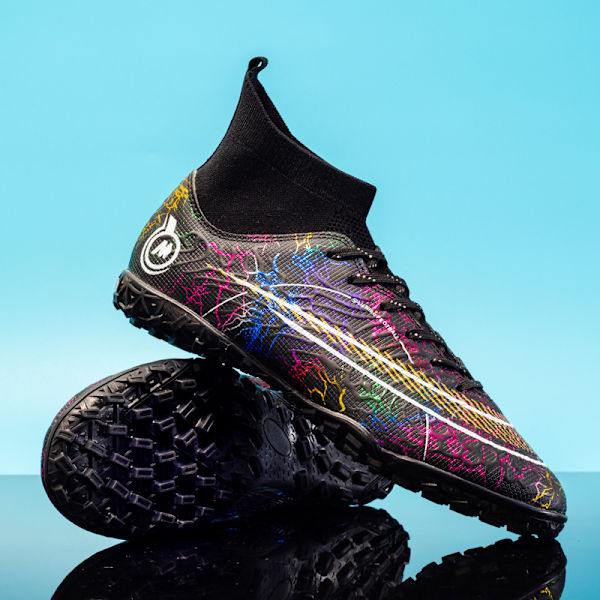 Fotbollsskor för män Halkfria fotbollssneakers 068-1 Black 1 46