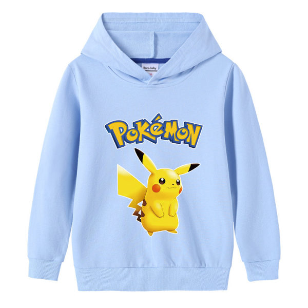 Tecknad Pikachu långärmad hoodie för barn tröja tröja Light Blue 150cm