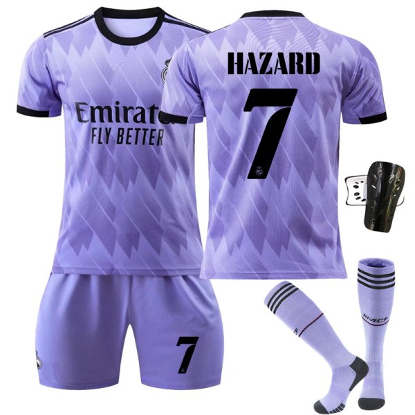 Activewear nr 9 Benzema fotbollströja träningsdräkt för barn Hazard 7 With socks+protect #XS