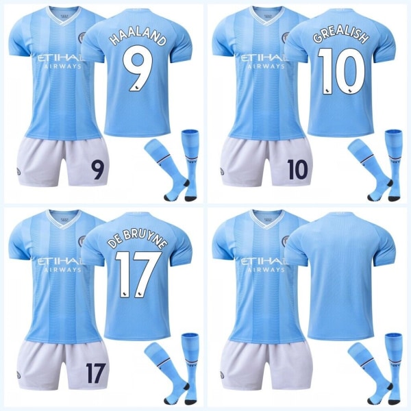 23/24 Man City Home kit Pojkar Barn Fotboll T-shirt Kit Fotboll Träningsdräkter Inter Miami 23/24 Home Kit #Blank Socks
