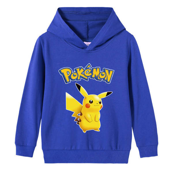 Tecknad Pikachu långärmad hoodie för barn tröja tröja Dark Blue 120cm