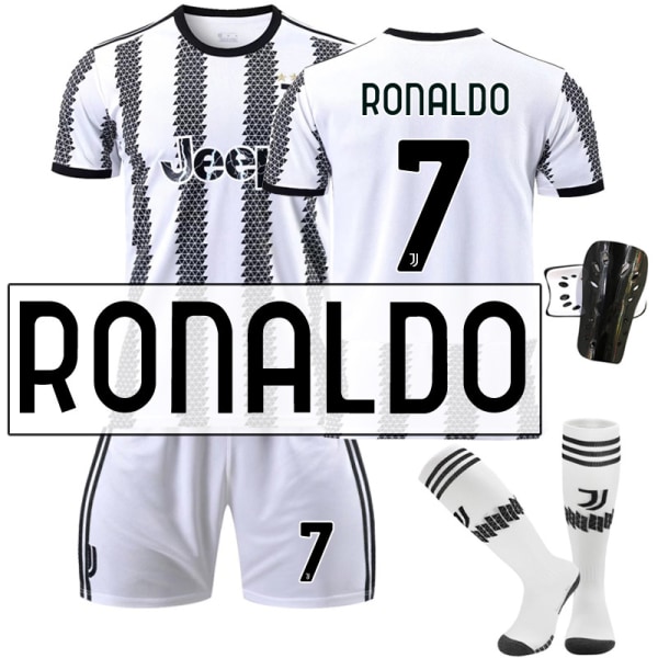 Juventus hemmatröja 22/23 Di Maria fotbollströja för barn Vuxna RONALDO 7 With sock protect #24