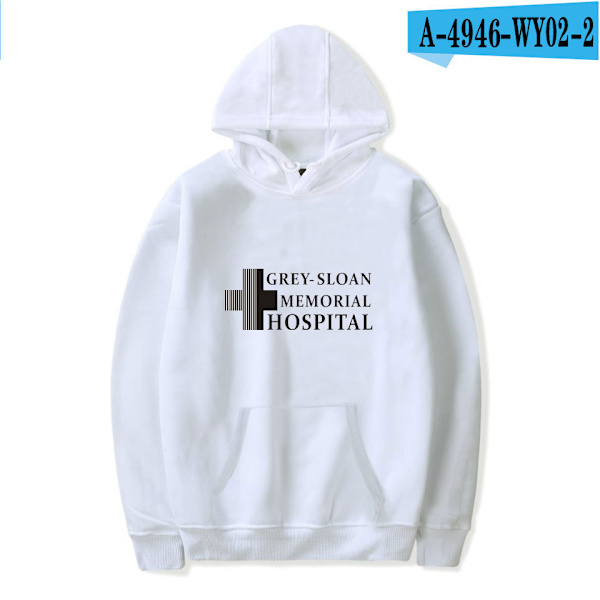 Grey's Anatomy American Drama Intern Hoodie Pullover Grafiskt print Luvtröjor White C XL