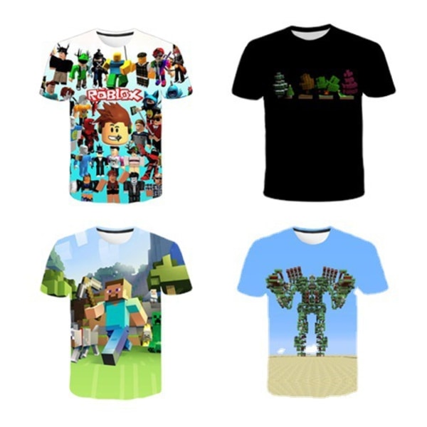 Pojkar Barn Casual kortärmad tecknad Minecraft T-shirt T-438 160