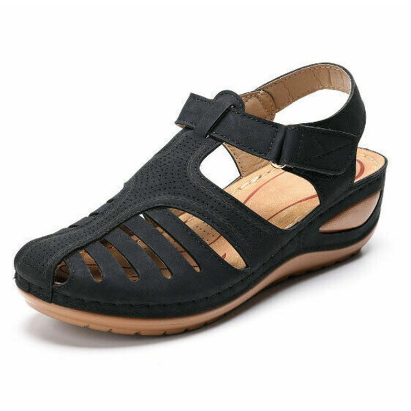 Ortopediska sandaler för kvinnor Stängda tåsulor sommartofflor black tag size 37=uk 4