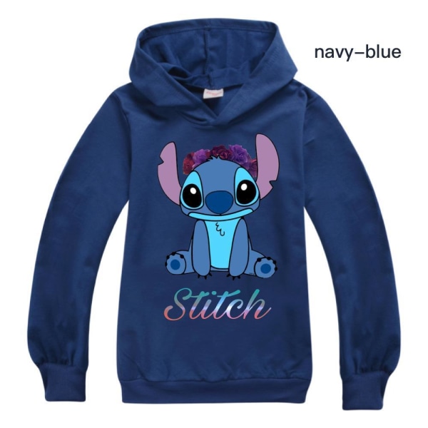 Barn Lilo Stitch Hoodies Tröja med print Navy Blue 150cm