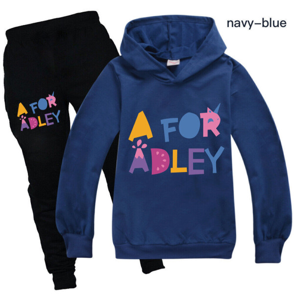 Kids A för Adley Print Träningsoverall Sets Pojkar Flickor Sweatshirt black t-shirt 150/9-10 years