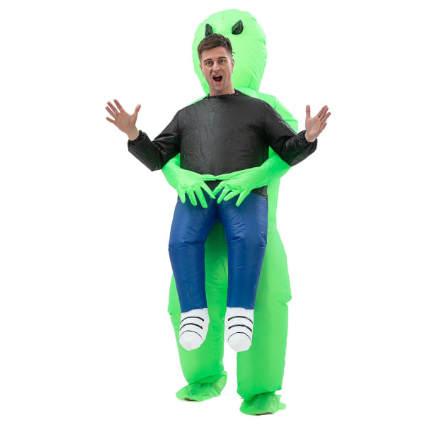 Grön utomjording som bär mänsklig kostym Uppblåsbar rolig blow up kostym Cosplay B（155-195CM） 均码