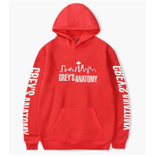 Grey's Anatomy American Drama Intern Hoodie Pullover Grafiskt print Luvtröjor JA32579 Red XL
