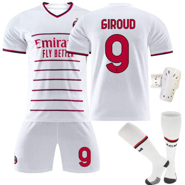 AC Milan bortatröja Rafael Leao fotbollströja för barn GIROUD 9 With sock protect #28