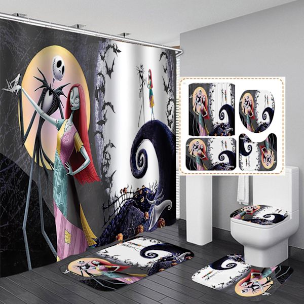 4st Nightmare Before Christmas Duschdraperi Set jy-172 3PCS