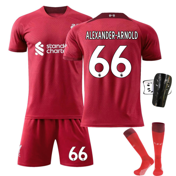 Liverpool Hemma nr 11 Salah nr 10 Mane fotbollströja kostym M.salah 11 With socks+protect 26#（145-150cm）