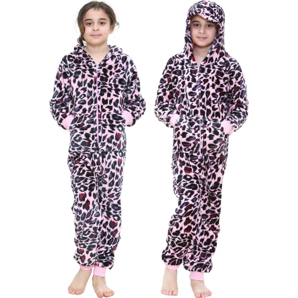 Animal Onesie One Piece Kids Pyjamas Sleepsuit Kostympresenter Leopard Baby Pink 5-6 Years