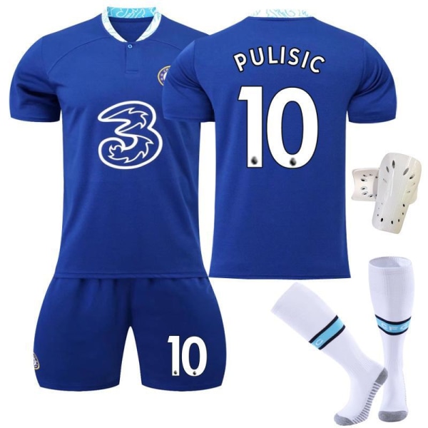 22-23 Chelsea Home Fotbollströja för barn nr 7 Kanté Aubameyang 9 With socks+protect #2XL