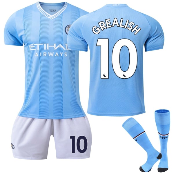 23/24 Man City Home kit Pojkar Barn Fotboll T-shirt Kit Fotboll Träningsdräkter Argentina Away #10 Socks