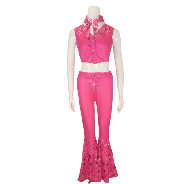 Barbie Hippie Disco Kostym Rosa Flare Byxor Halloween Cosplay Kvinnor Flickor a S