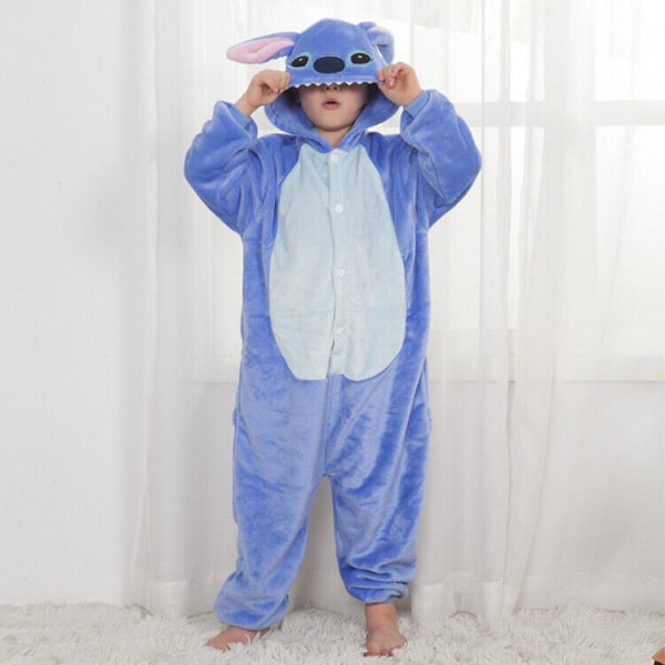 Stitch Pyjamas Anime Tecknad nattkläder klädsel Jumpsuit Blue 2-3 years/ Height 90-108 cm