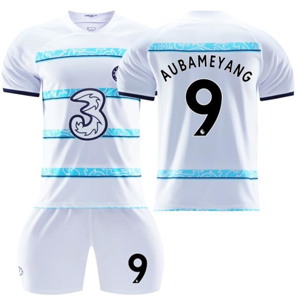 Chelsea F.C bortatröja 22-23 Kante fotbollströja för barn Aubameyang 9 #22