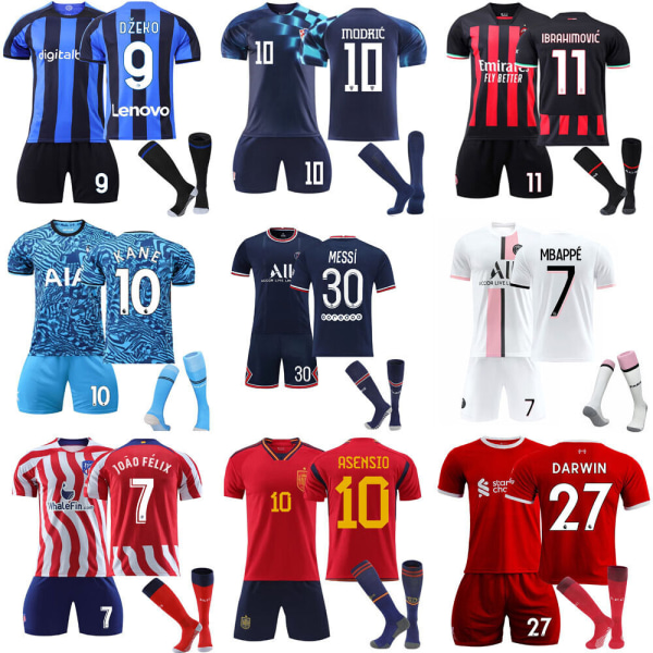 23/24 Boys Kids Kits 2023/24 Training Short Shirt Strump Suits Sport Shorts Topp 22-23 ac milan home #9 20 (4-5 years)