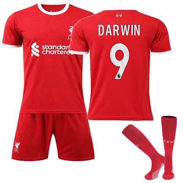 23/24 Barn Hemma Borta Full Kit Pojke Män Kostym Strip Strumpor Kort skjorta liverpool 23/24 home kit #9 #16(3-4 years)