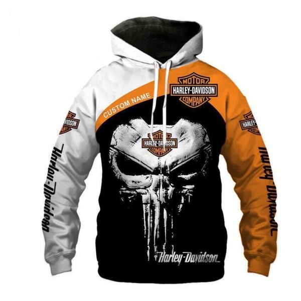 3d Skull Harley-Davidson Hoodie Sweatshirt Huv Jumper Pullover 56066 L