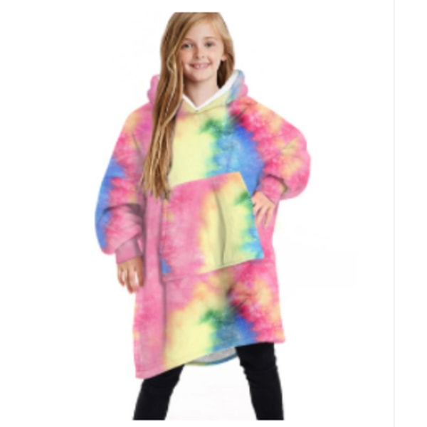 Kid Filt Huvtröja Varm Mjuk Fleece Oversized Huva One Size Rainbow#3