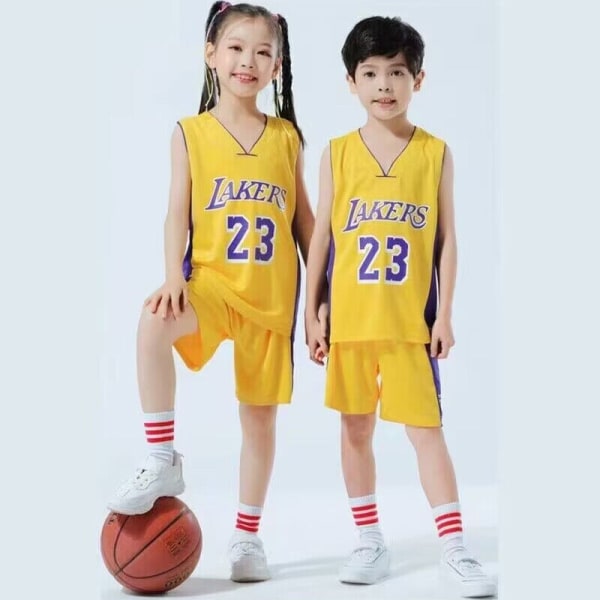 Baskettröja Träningsdräkt Sport Top & Bottom Träningsoveraller #V 23 Yellow L.A. Lakers L/9-10 Years/140-150 cm