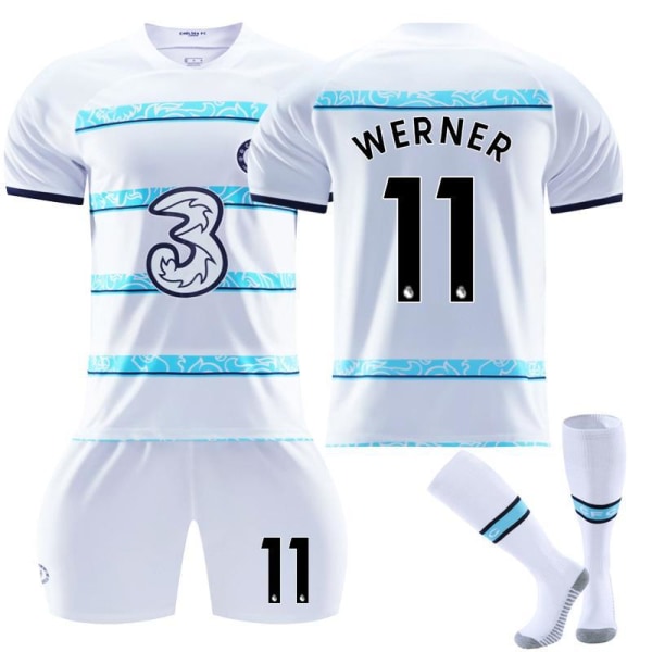 Chelsea F.C bortatröja 22-23 Kante fotbollströja för barn Werner 11 With socks #18