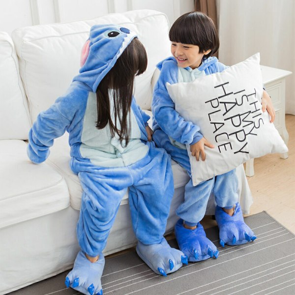 Stitch Pyjamas Anime Tecknad nattkläder klädsel Jumpsuit Blue 2-3 years/ Height 90-108 cm
