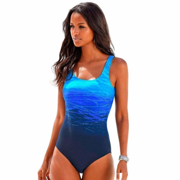 Dam Sunshine Gradient One-Piece Baddräkt Slim Bikini Beach Blue M