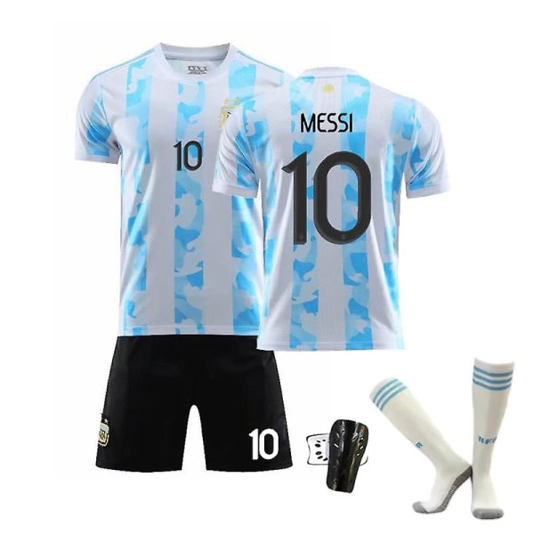 Regenboghorn Barn Fotbollssatser Fotbollströja T-shirt kostym Messi Argentina 18 (100-110cm)