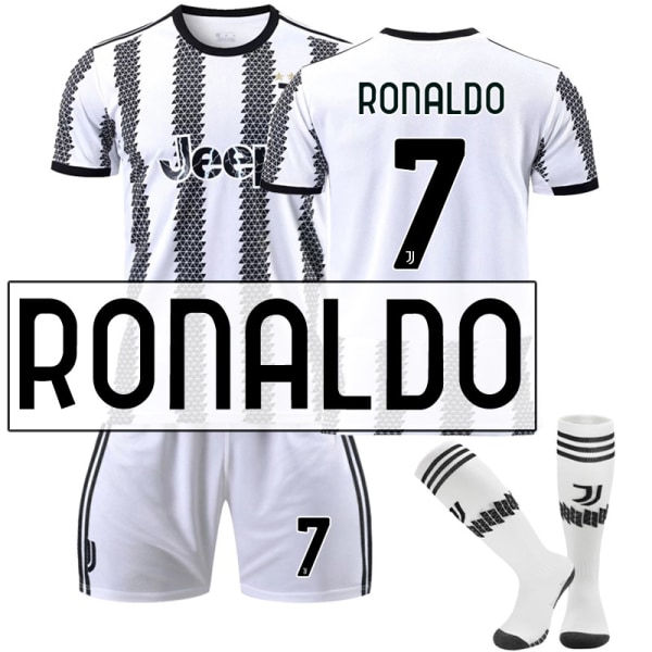 Juventus hemmatröja 22/23 Di Maria fotbollströja för barn Vuxna RONALDO 7 With sock #28