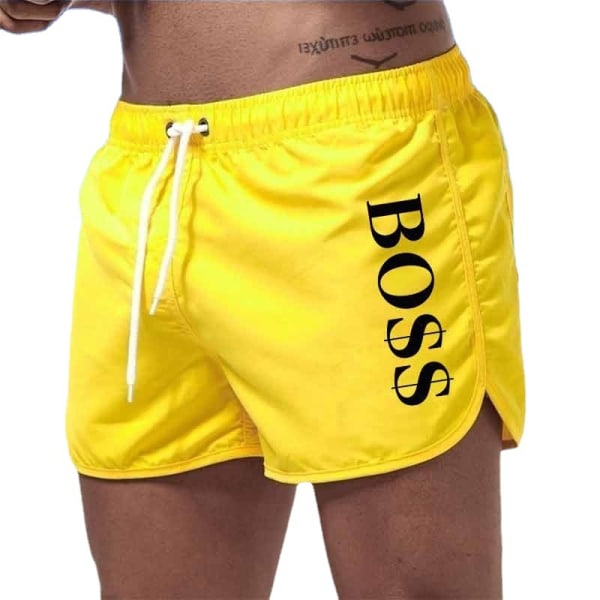 Boss Casual Fashion Strandshorts för män Badshorts Yellow L