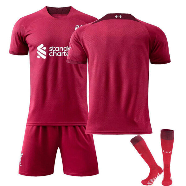 2023 Pojkar Barn Barn Fotbollssats Fotboll Kort Shirt Sock Set liverpool home kit blank 24/(8-9 years)