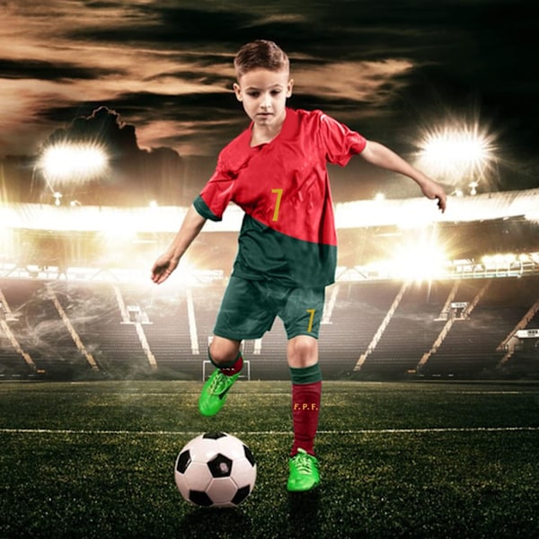 Barnfotbollssatser Fotboll Kort tröja Strumpa passar Sportshorts #num7-22/23 portugal home 16(2-3 years)