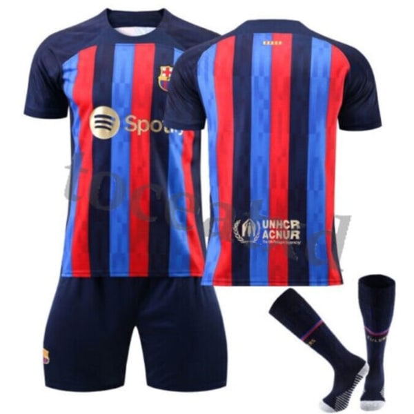 Fotbollsshorts Strumpor Kit Fotbollsträningsdräkter Sportkläder 22/23 Barcelona Home Kit 120-130CM/22