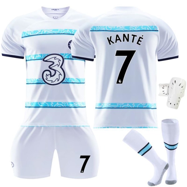 Chelsea F.C bortatröja 22-23 Kante fotbollströja för barn Kante 7 With socks+protect #XS